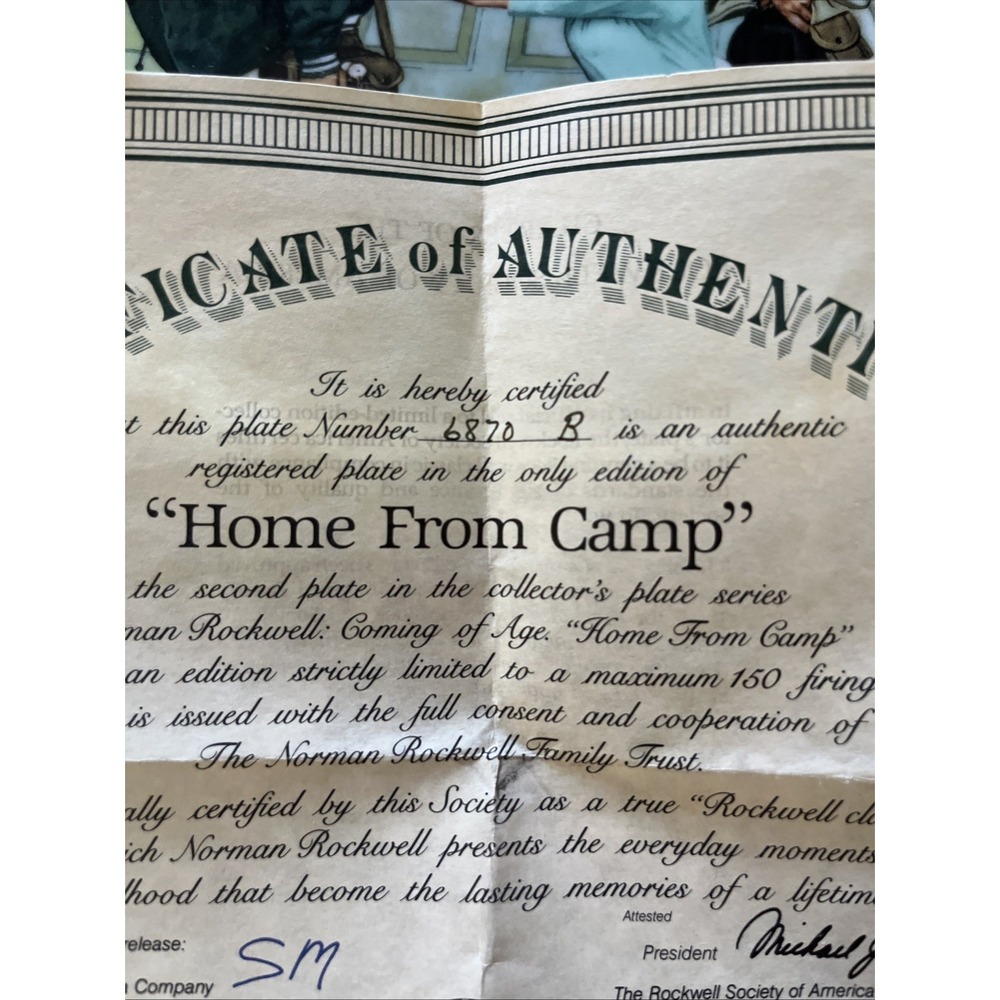 Norman Rockwell's limited-edition plate, 'Home From Camp.' - Picture 7 of 10